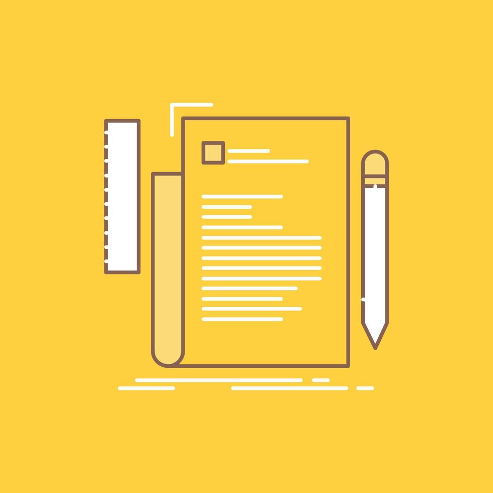 Code. coding. file. programming. script Flat Line Filled Icon. Beautiful Logo button over yellow background for UI and UX. website or mobile application vector