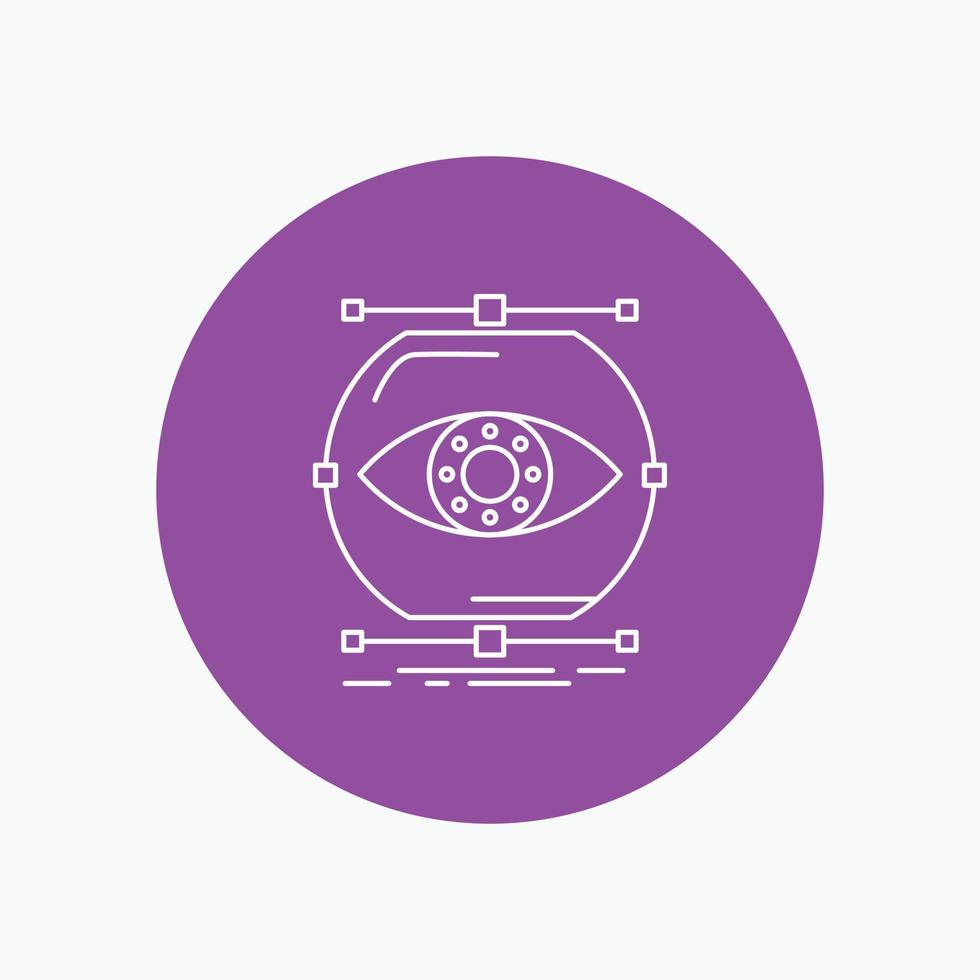 visualize. conception. monitoring. monitoring. vision White Line Icon in Circle background. vector icon illustration