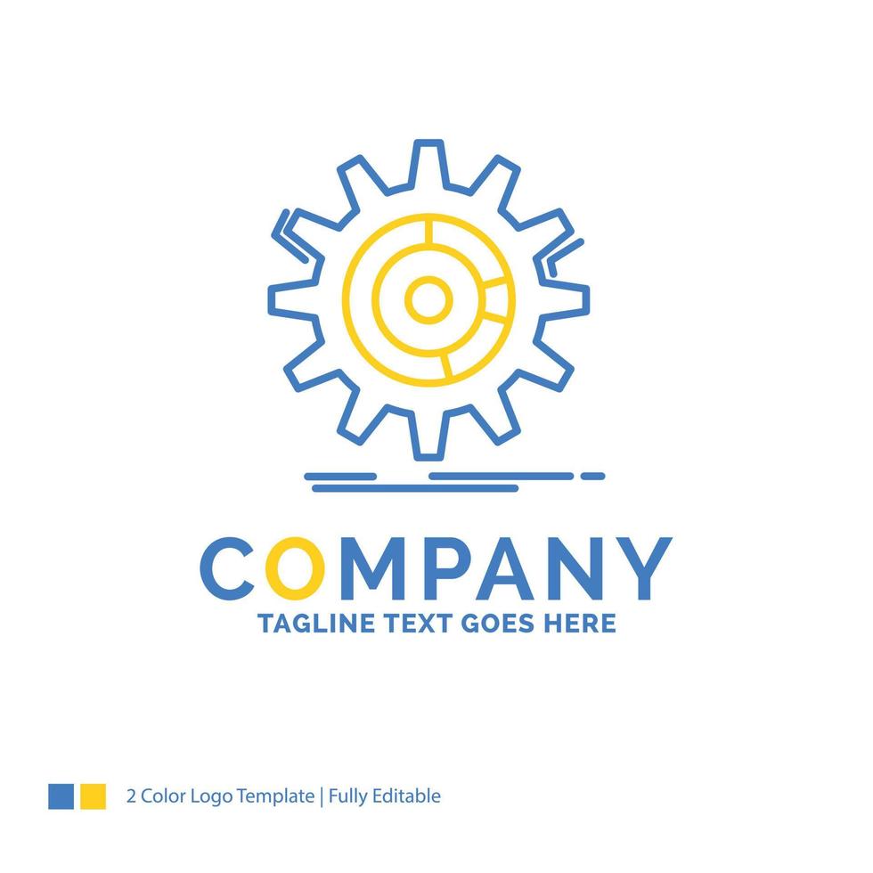 setting. data. management. process. progress Blue Yellow Business Logo template. Creative Design Template Place for Tagline. vector