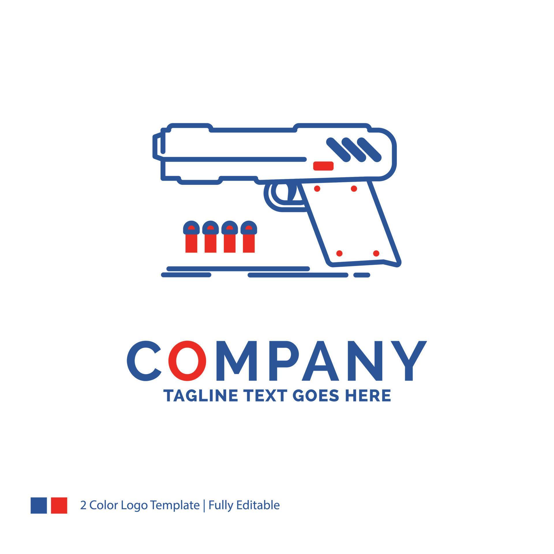 Company Name Logo Design For gun. handgun. pistol. shooter. weapon. Blue and red Brand Name
