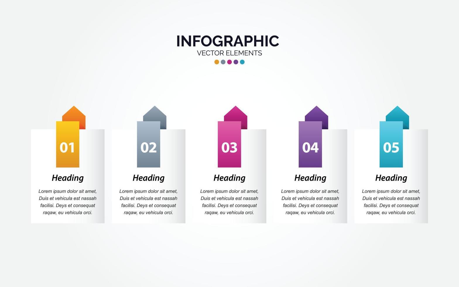 plantilla de diseño infográfico horizontal con 5 opciones o pasos. vector