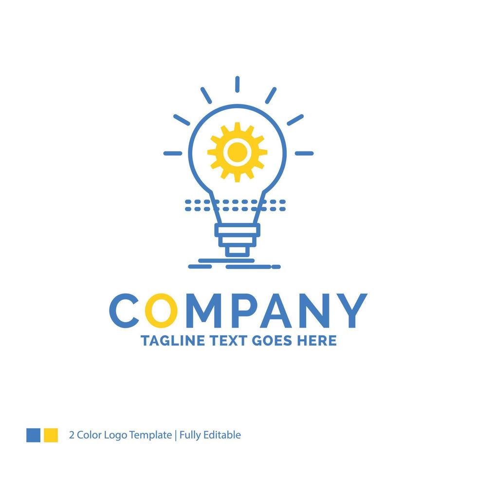 Bulb. develop. idea. innovation. light Blue Yellow Business Logo template. Creative Design Template Place for Tagline. vector
