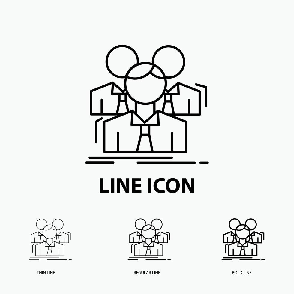 Team. teamwork. Business. Meeting. group Icon in Thin. Regular and Bold Line Style. Vector illustration