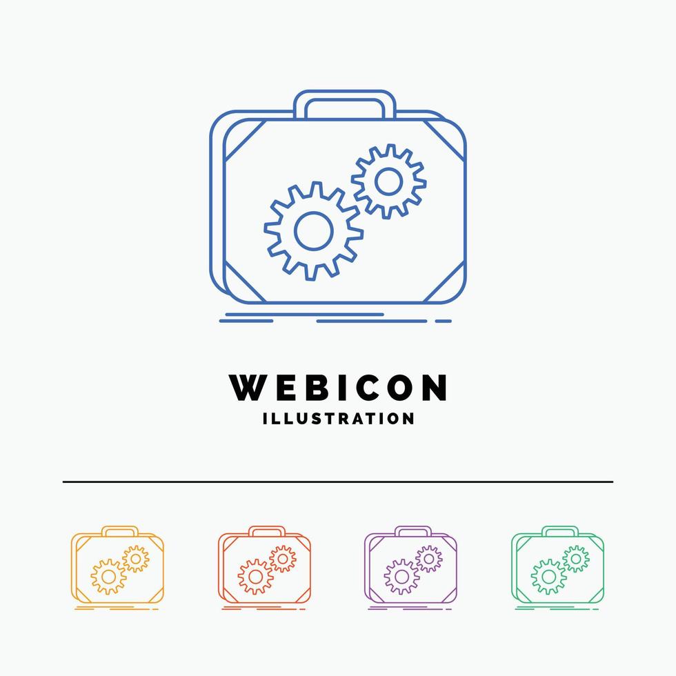 Briefcase. case. production. progress. work 5 Color Line Web Icon Template isolated on white. Vector illustration