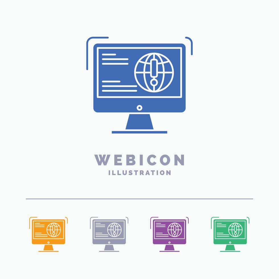 información. contenido. desarrollo. sitio web. Plantilla de icono web de glifo de color web de 5 colores aislada en blanco. ilustración vectorial vector