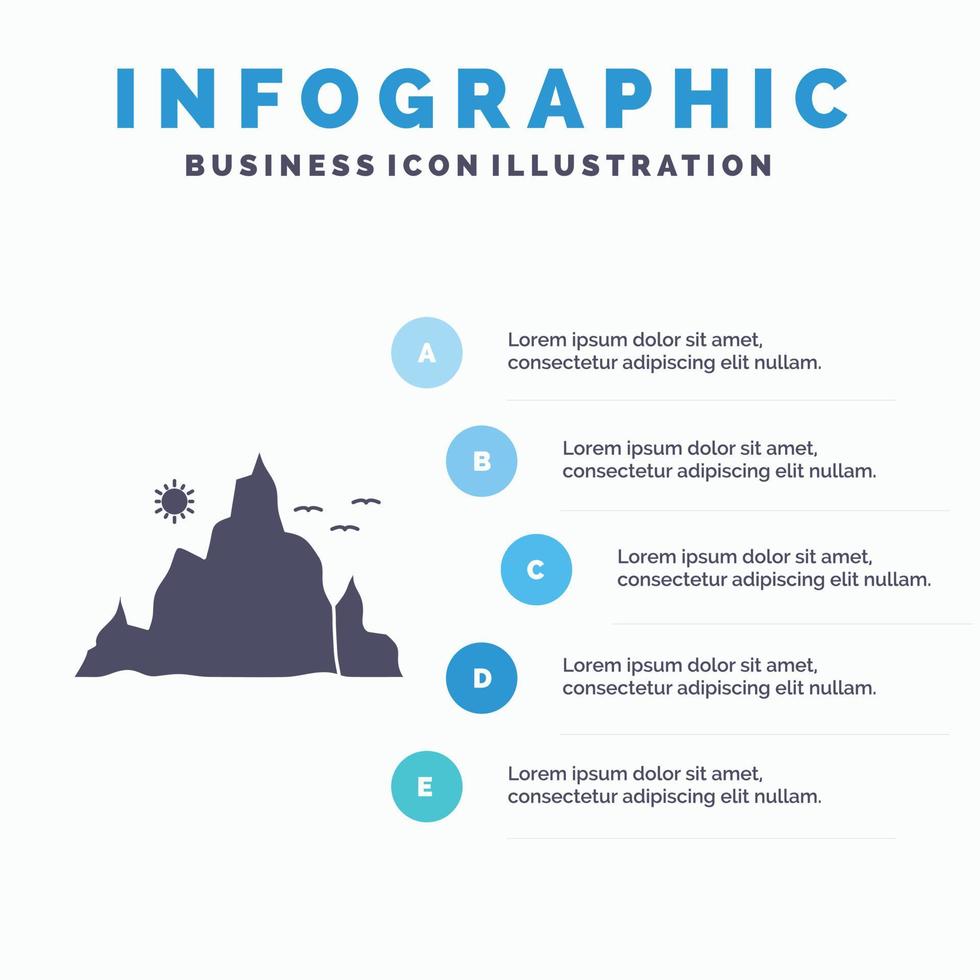 mountain. landscape. hill. nature. sun Infographics Template for Website and Presentation. GLyph Gray icon with Blue infographic style vector illustration.