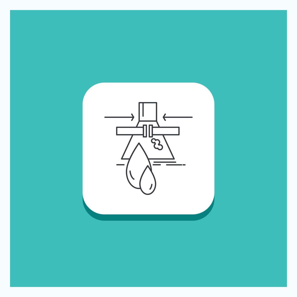 Round Button for Chemical. Leak. Detection. Factory. pollution Line icon Turquoise Background vector