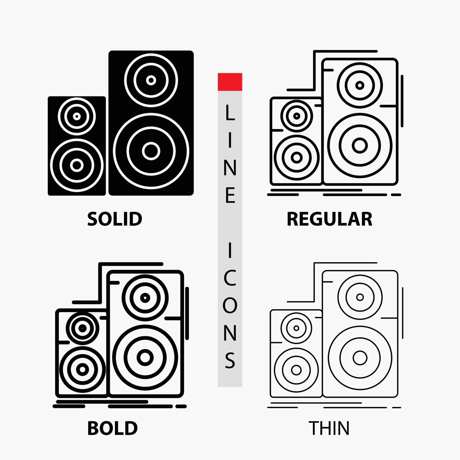 Audio. hifi. monitor. speaker. studio Icon in Thin. Regular. Bold Line