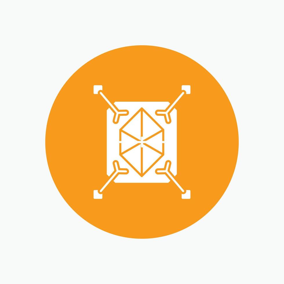 Object. prototyping. rapid. structure. 3d White Glyph Icon in Circle. Vector Button illustration