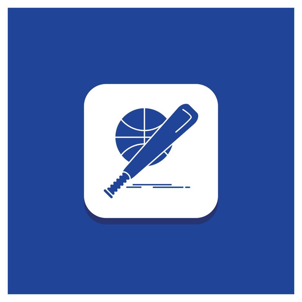 botón redondo azul para béisbol. cesta. pelota. juego. icono de glifo divertido vector