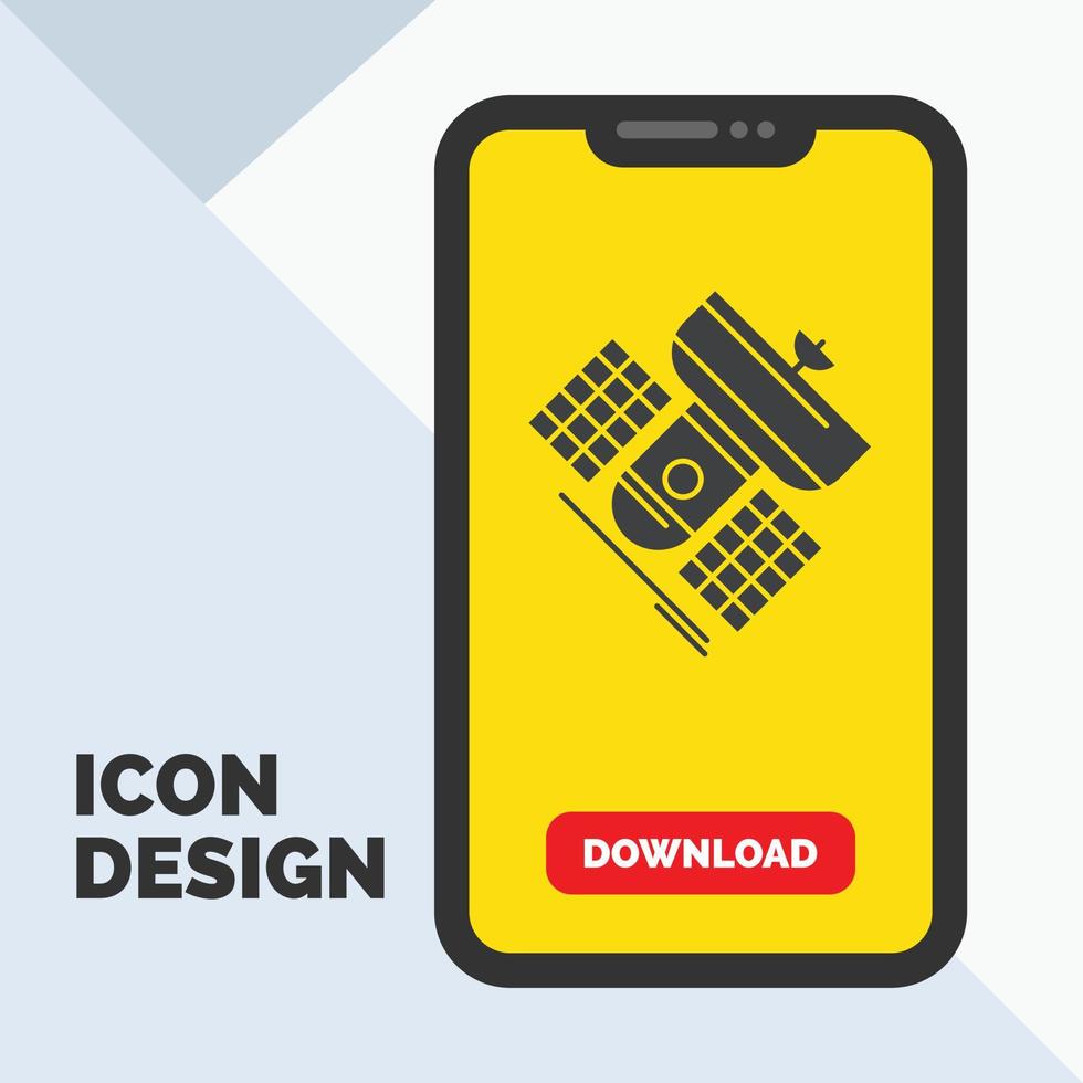 Broadcast. broadcasting. communication. satellite. telecommunication Glyph Icon in Mobile for Download Page. Yellow Background vector