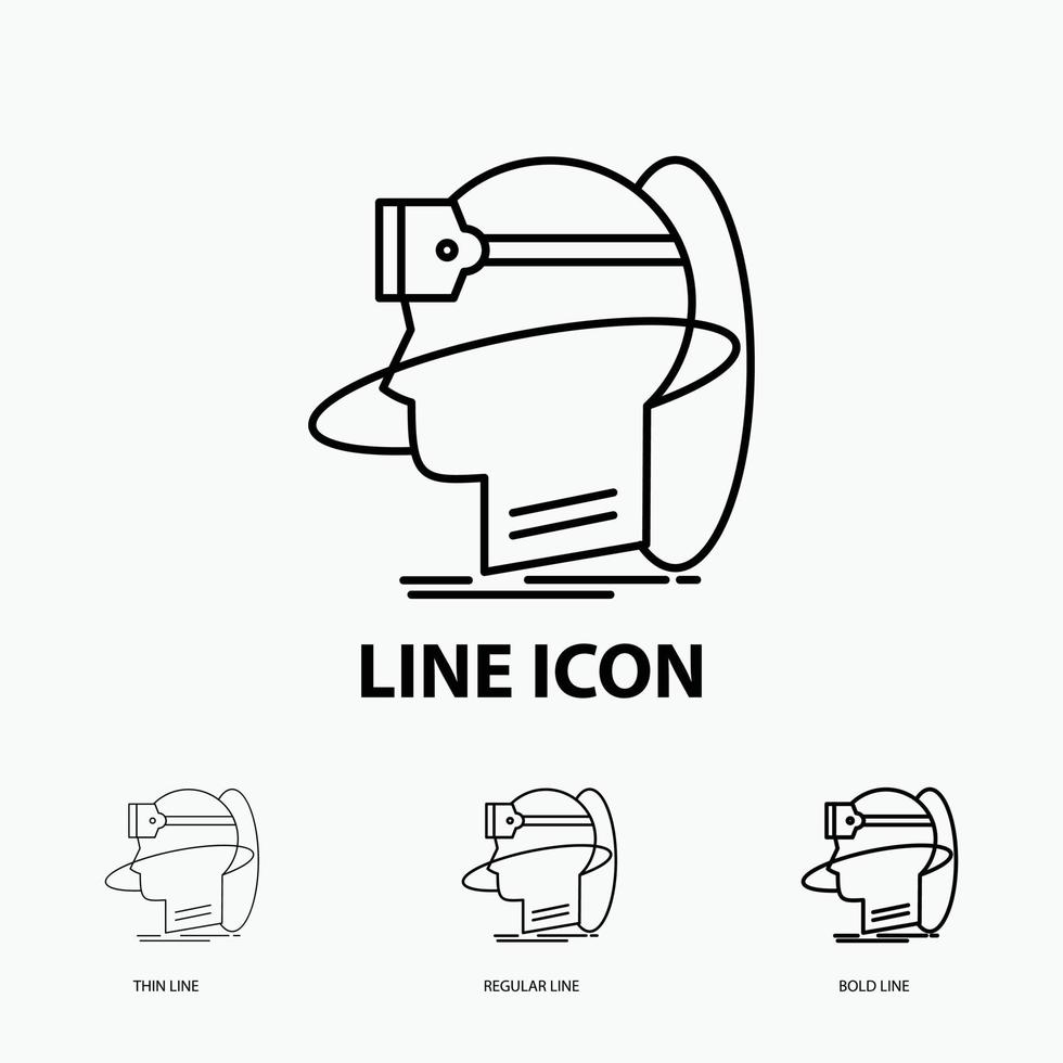 human. man. reality. user. virtual. vr Icon in Thin. Regular and Bold Line Style. Vector illustration
