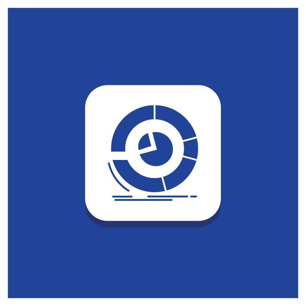 Blue Round Button for Analysis. analytics. business. diagram. pie chart Glyph icon vector