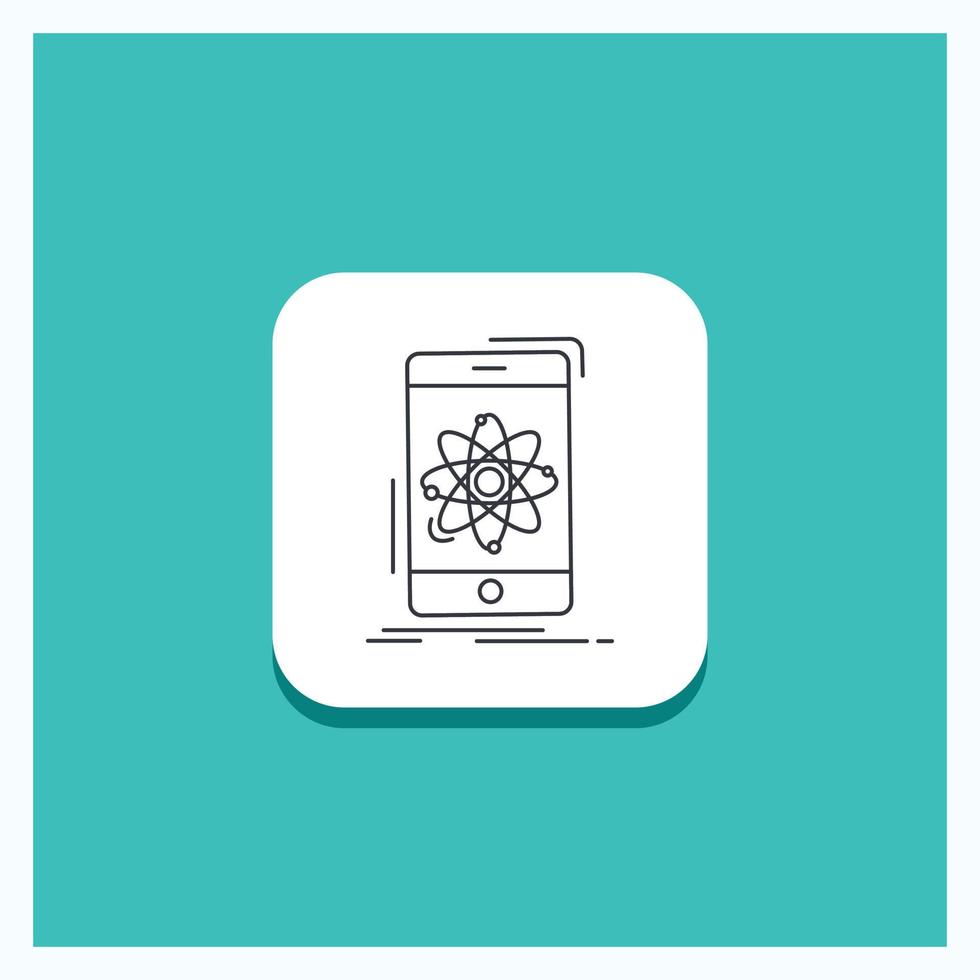 Round Button for data. information. mobile. research. science Line icon Turquoise Background vector