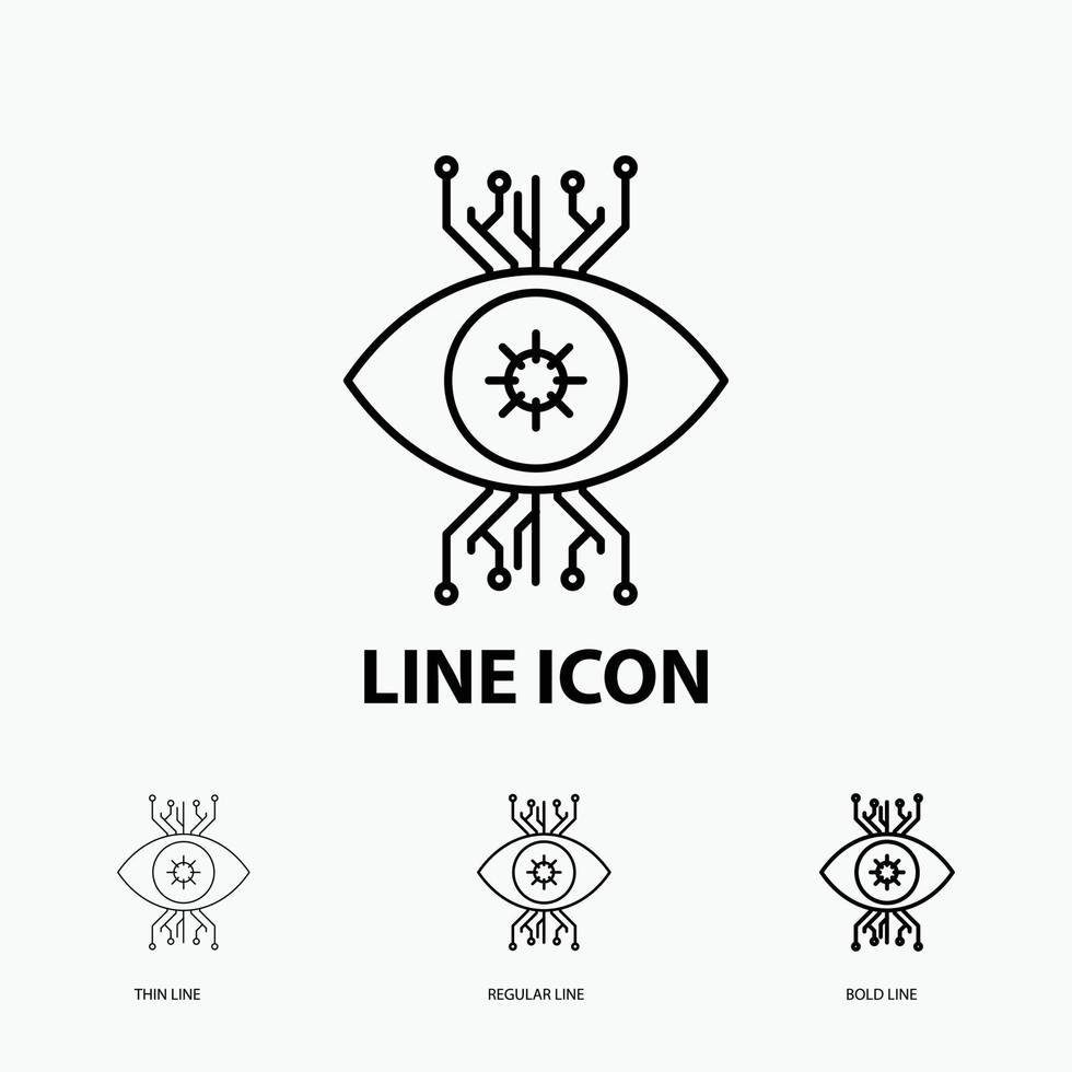 Infrastructure. monitoring. surveillance. vision. eye Icon in Thin. Regular and Bold Line Style. Vector illustration