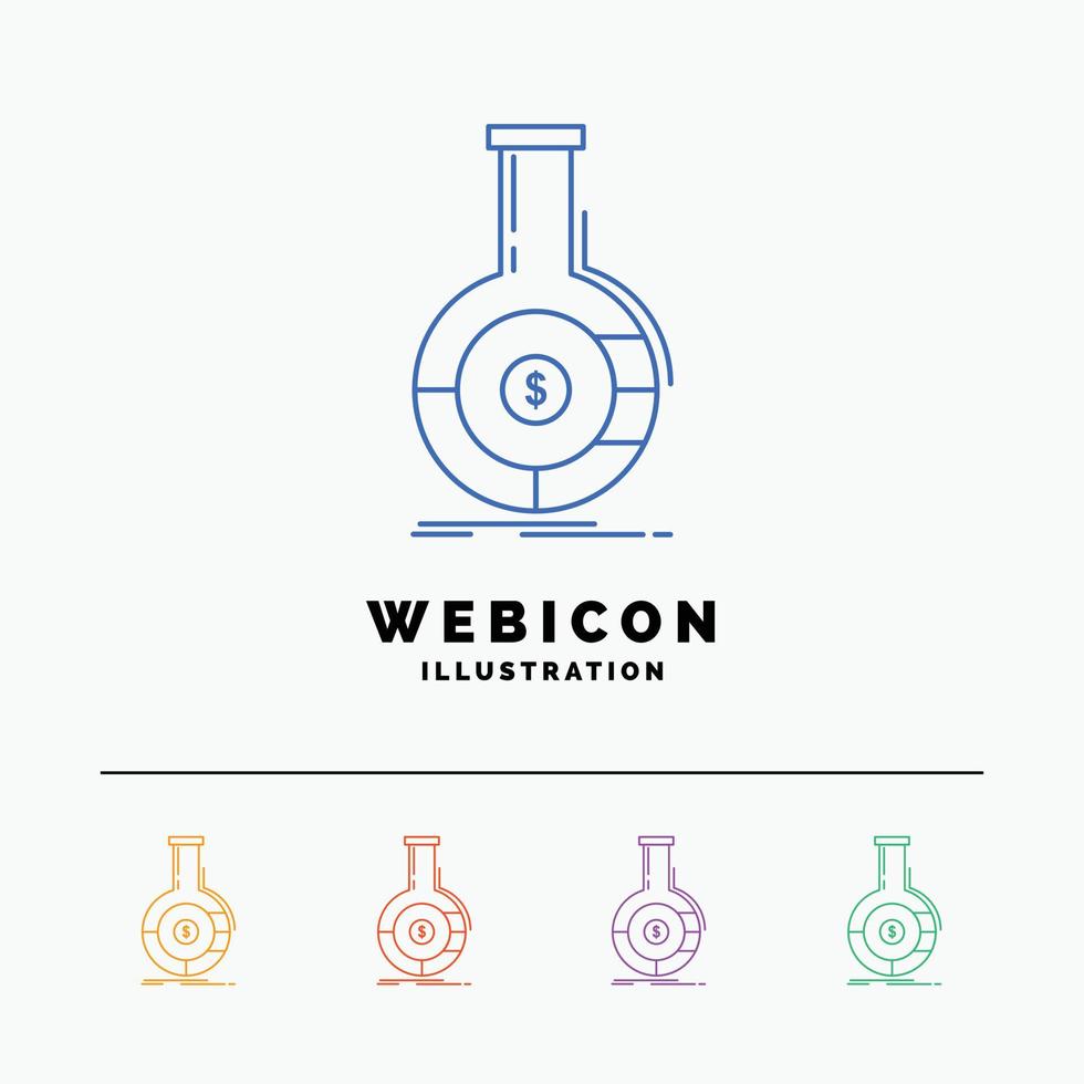 Analysis. analytics. banking. business. financial 5 Color Line Web Icon Template isolated on white. Vector illustration