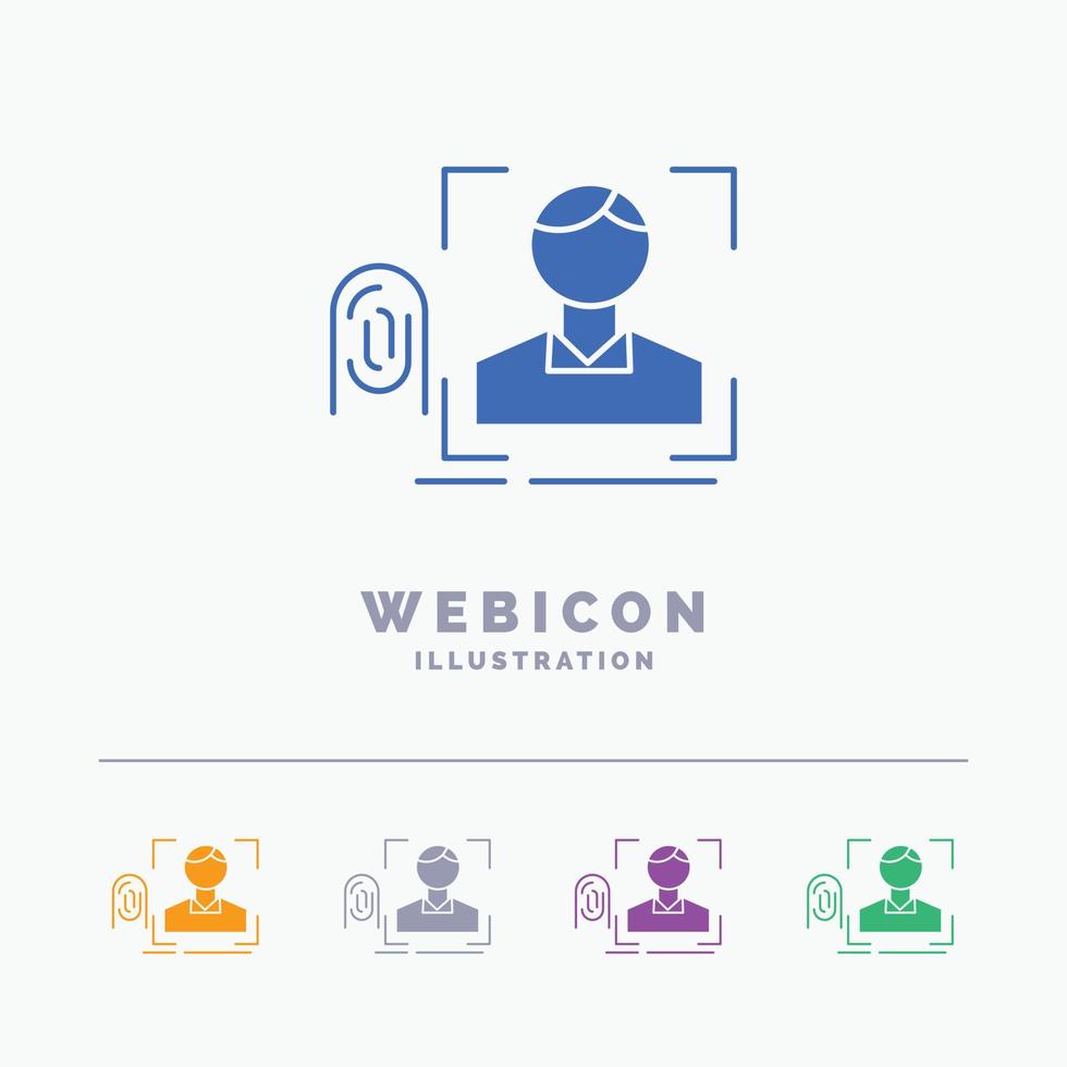 finger. fingerprint. recognition. scan. scanning 5 Color Glyph Web Icon Template isolated on white. Vector illustration