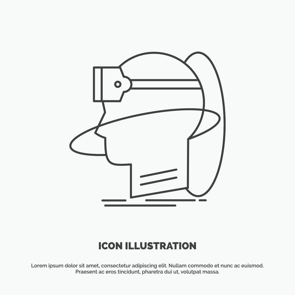 human. man. reality. user. virtual. vr Icon. Line vector gray symbol for UI and UX. website or mobile application