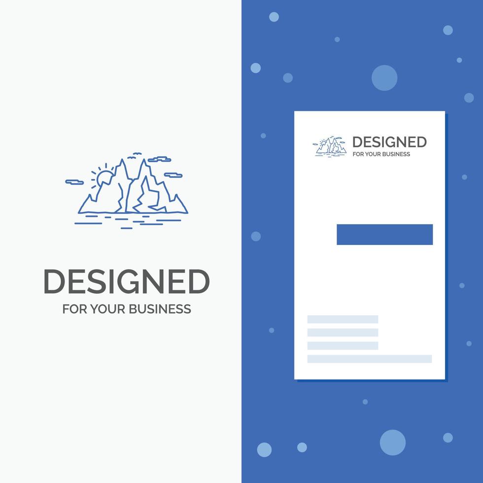 Business Logo for Nature. hill. landscape. mountain. water. Vertical Blue Business .Visiting Card template vector