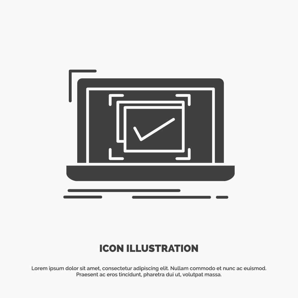system. monitoring. checklist. Good. OK Icon. glyph vector gray symbol for UI and UX. website or mobile application