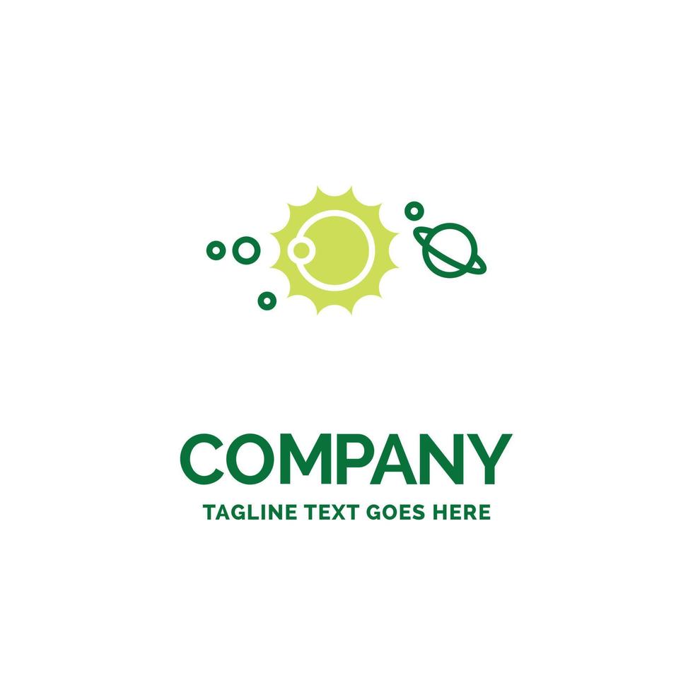 solar. system. universe. solar system. astronomy Flat Business Logo template. Creative Green Brand Name Design. vector