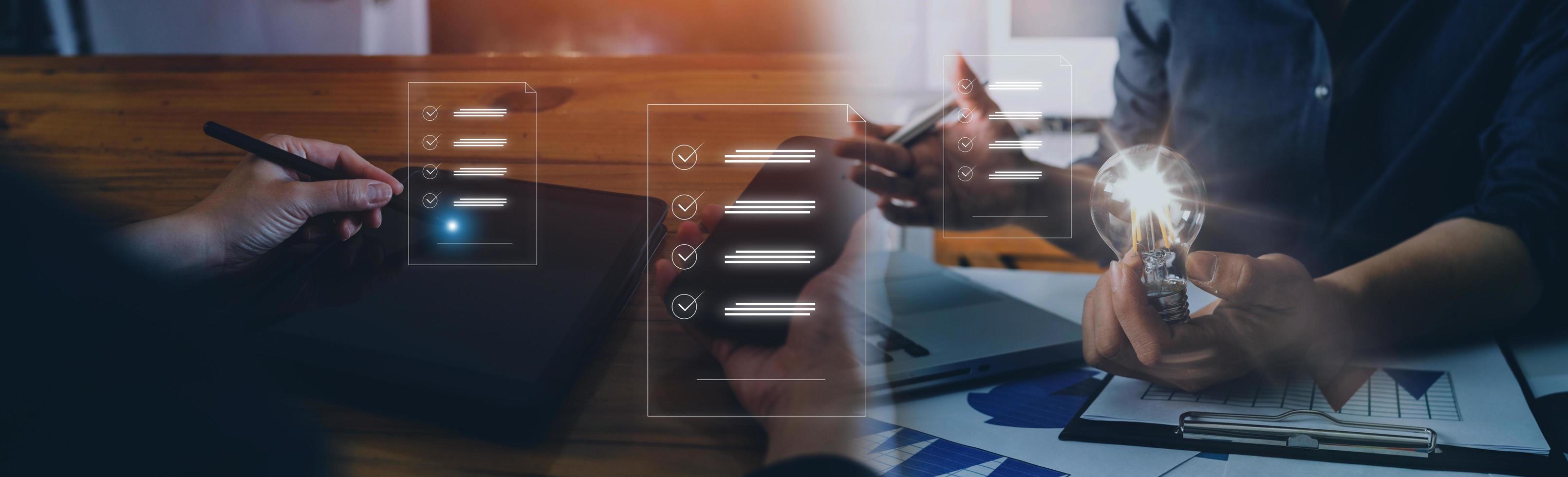 Online business contract Electronic signature, e-signing, digital document management, paperless office, signing business contract concept. photo