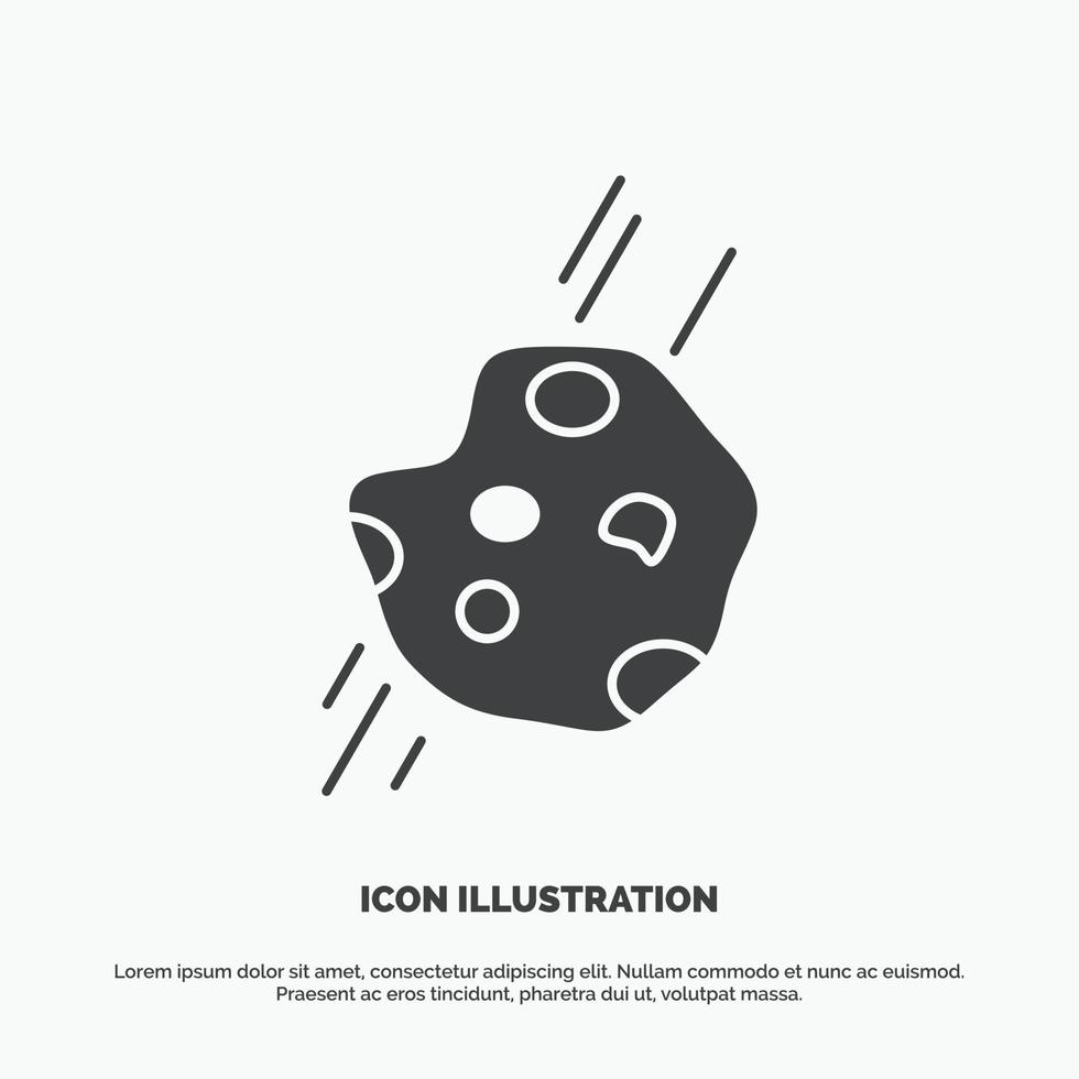 Asteroid. astronomy. meteor. space. comet Icon. glyph vector gray symbol for UI and UX. website or mobile application