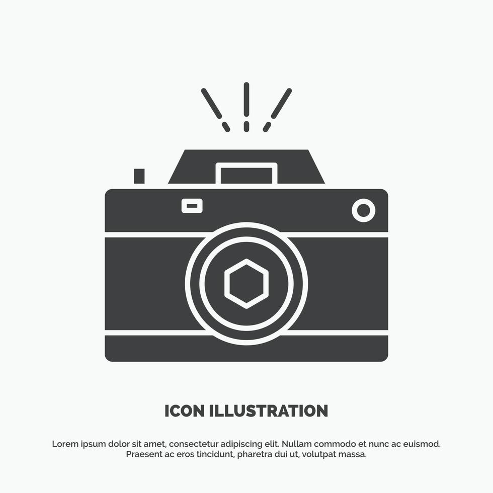 Camera. photography. capture. photo. aperture Icon. glyph vector gray symbol for UI and UX. website or mobile application