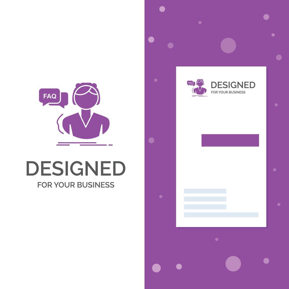 Business Logo for FAQ. Assistance. call. consultation. help. Vertical Purple Business .Visiting Card template. Creative background vector illustration