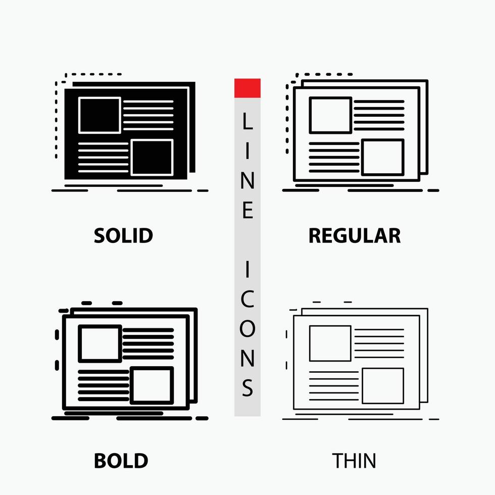 Content. design. frame. page. text Icon in Thin. Regular. Bold Line and Glyph Style. Vector illustration