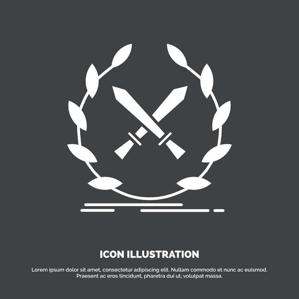 battle. emblem. game. label. swords Icon. glyph vector symbol for UI and UX. website or mobile application