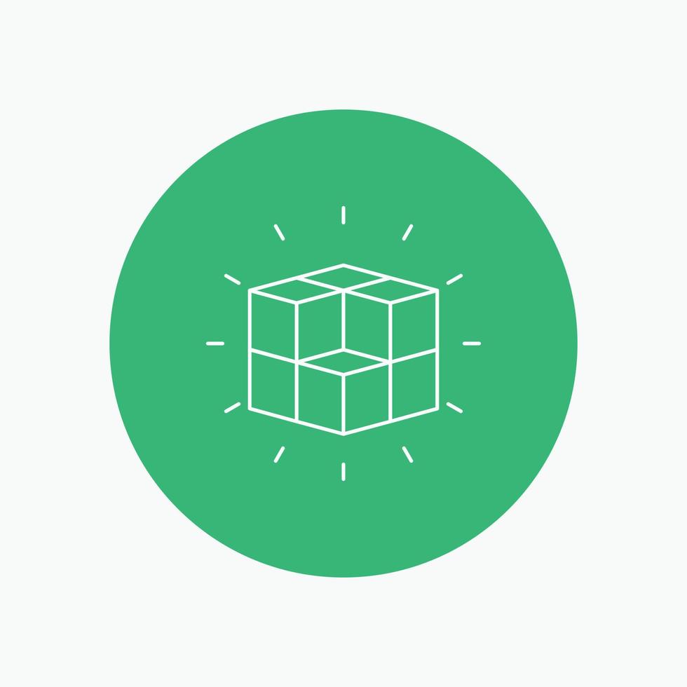box. labyrinth. puzzle. solution. cube White Line Icon in Circle background. vector icon illustration