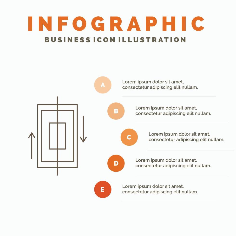 sincronizar sincronización. datos. teléfono. plantilla de infografía de teléfono inteligente para sitio web y presentación. icono de línea gris con ilustración de vector de estilo infográfico naranja