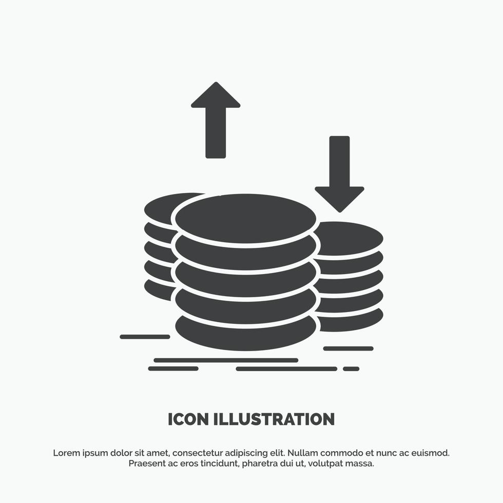 coins. finance. capital. gold. income Icon. glyph vector gray symbol for UI and UX. website or mobile application