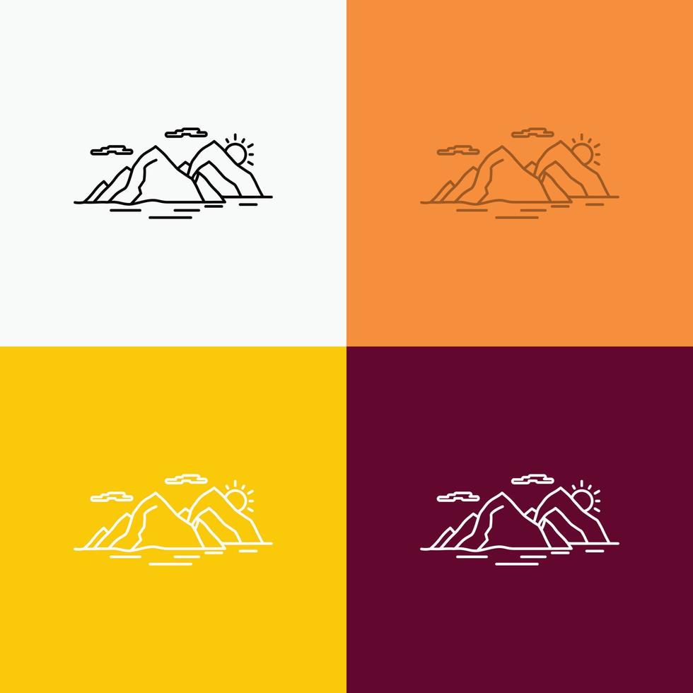 Mountain. hill. landscape. nature. evening Icon Over Various Background. Line style design. designed for web and app. Eps 10 vector illustration