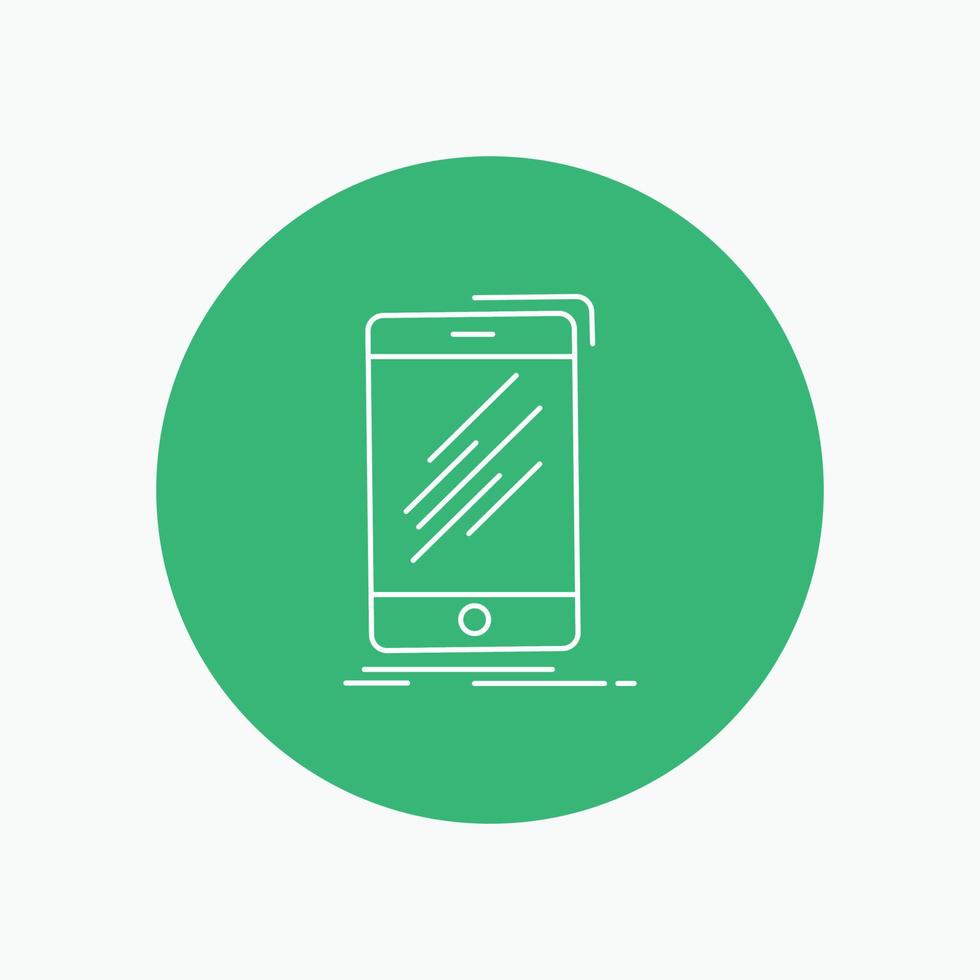 Device. mobile. phone. smartphone. telephone White Line Icon in Circle background. vector icon illustration