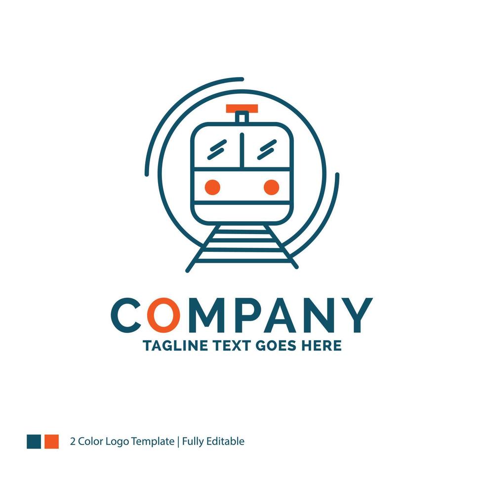 metro. train. smart. public. transport Logo Design. Blue and Orange Brand Name Design. Place for Tagline. Business Logo template. vector