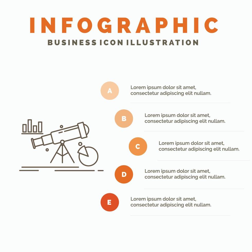 analítica. Finanzas. pronóstico. mercado. plantilla de infografía de predicción para sitio web y presentación. icono de línea gris con ilustración de vector de estilo infográfico naranja