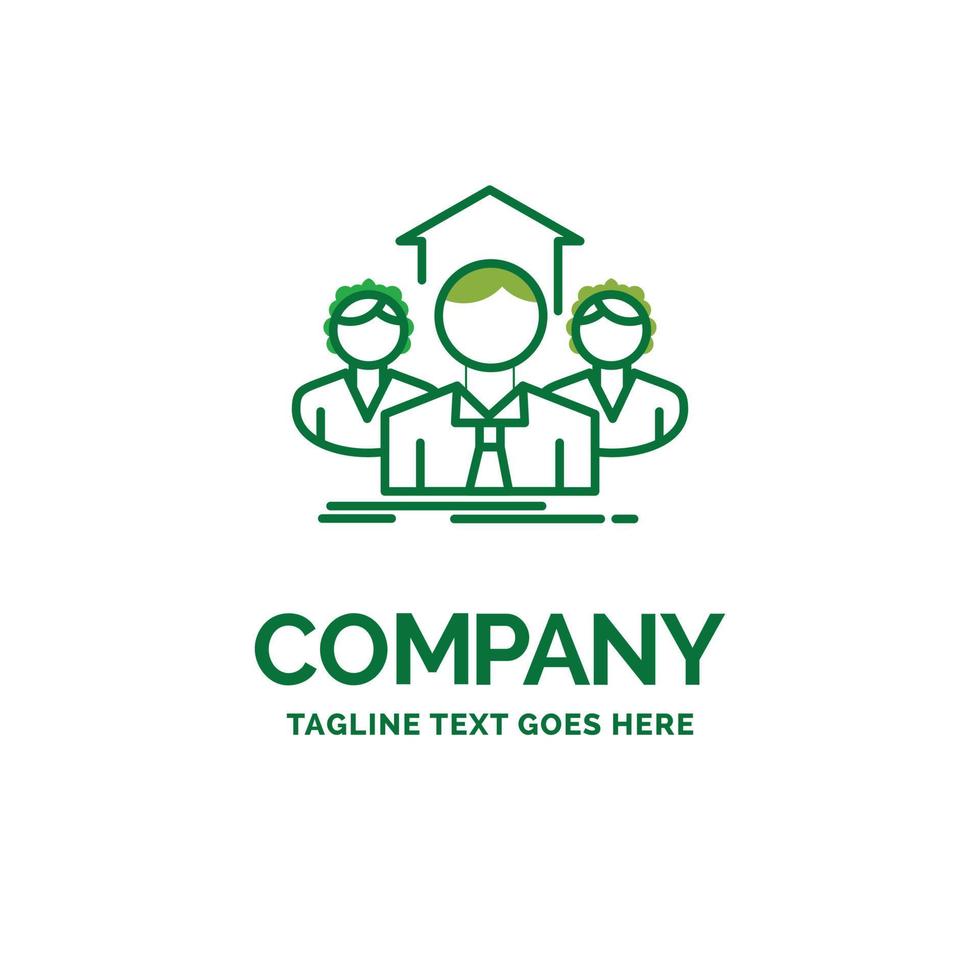 equipo. negocio. trabajo en equipo. grupo. plantilla de logotipo de empresa plana de reunión. diseño creativo de marca verde. vector
