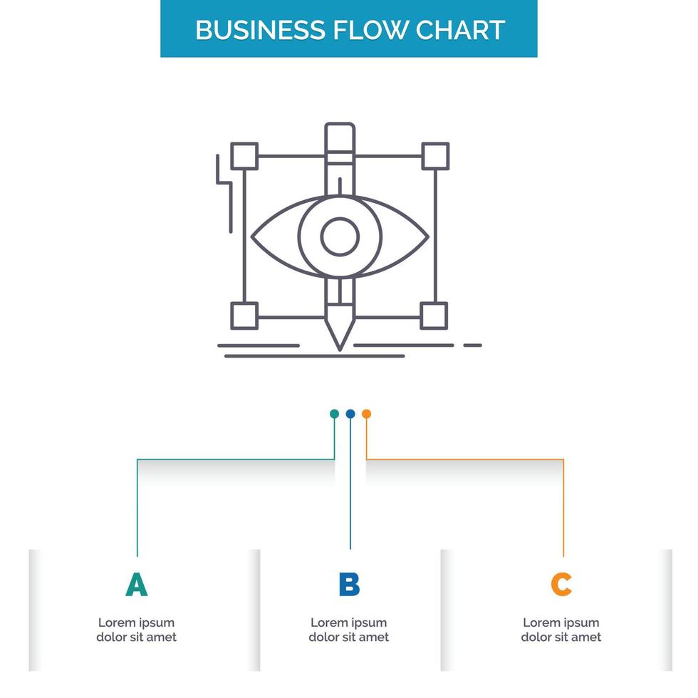 diseño. reclutar. bosquejo. dibujando diseño de diagrama de flujo de negocios visual con 3 pasos. icono de línea para el lugar de plantilla de fondo de presentación para texto vector