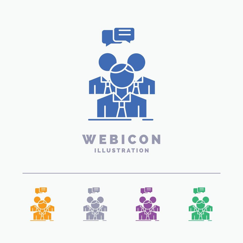group. business. meeting. people. team 5 Color Glyph Web Icon Template isolated on white. Vector illustration