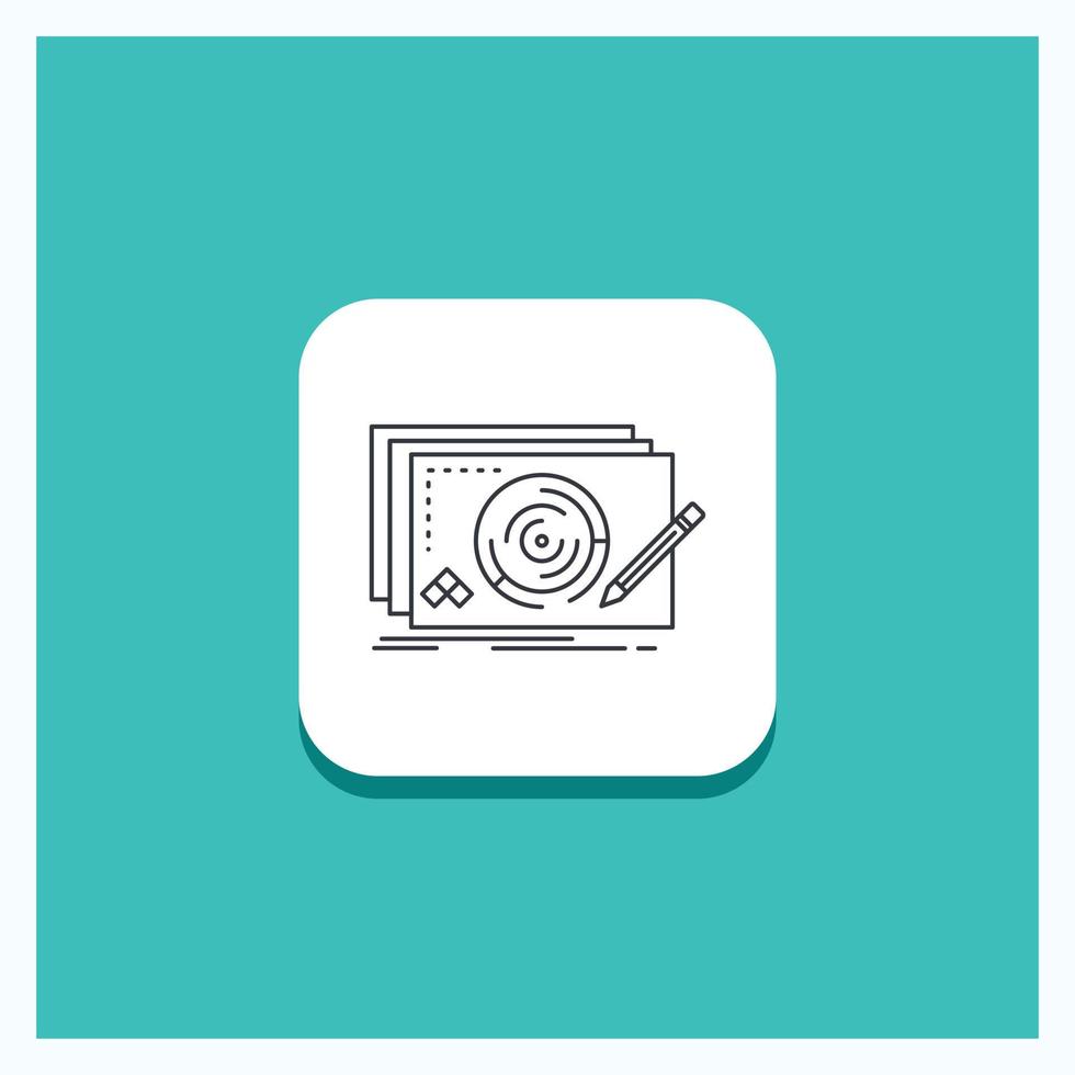 Round Button for Level. design. new. complete. game Line icon Turquoise Background vector