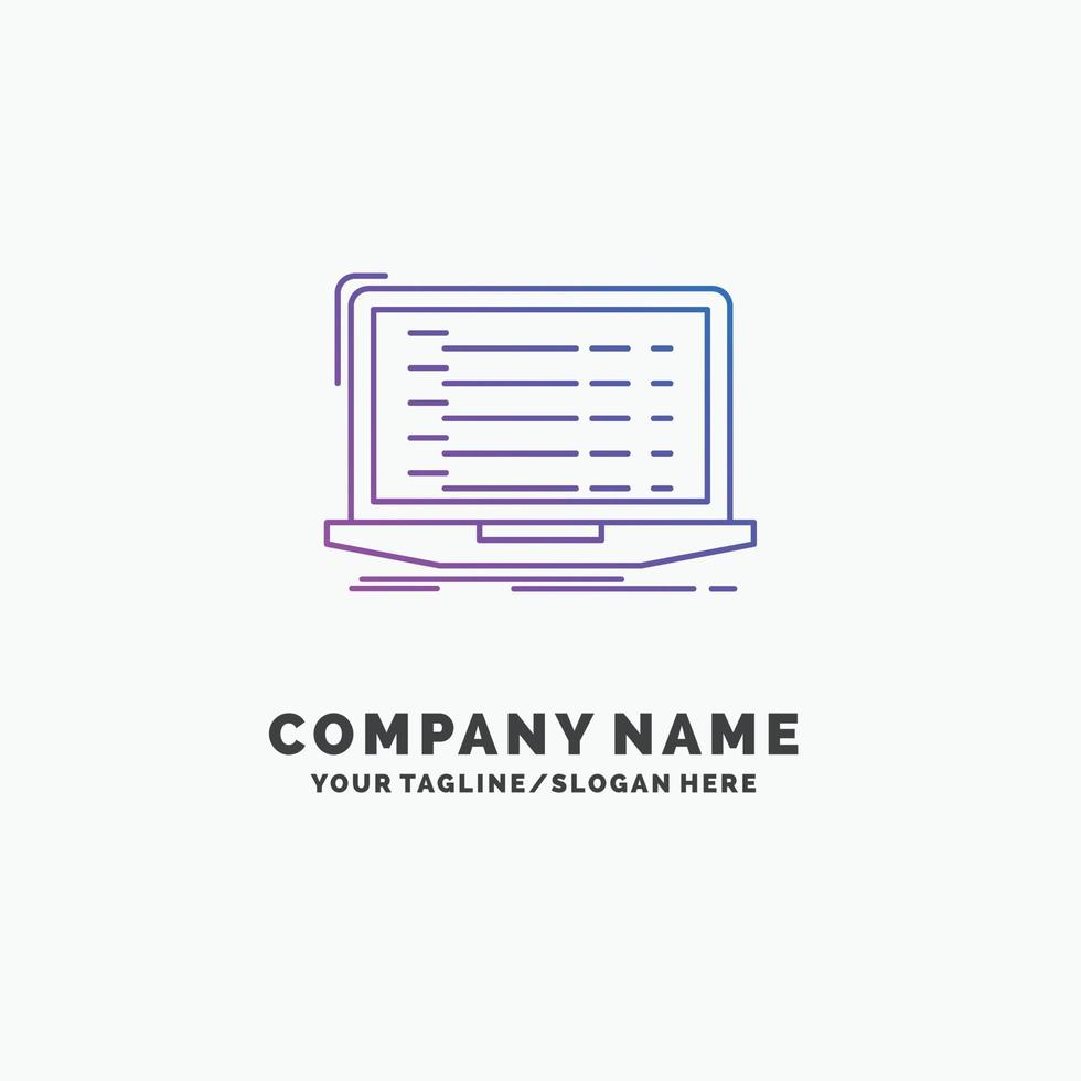 Api. app. coding. developer. laptop Purple Business Logo Template. Place for Tagline vector