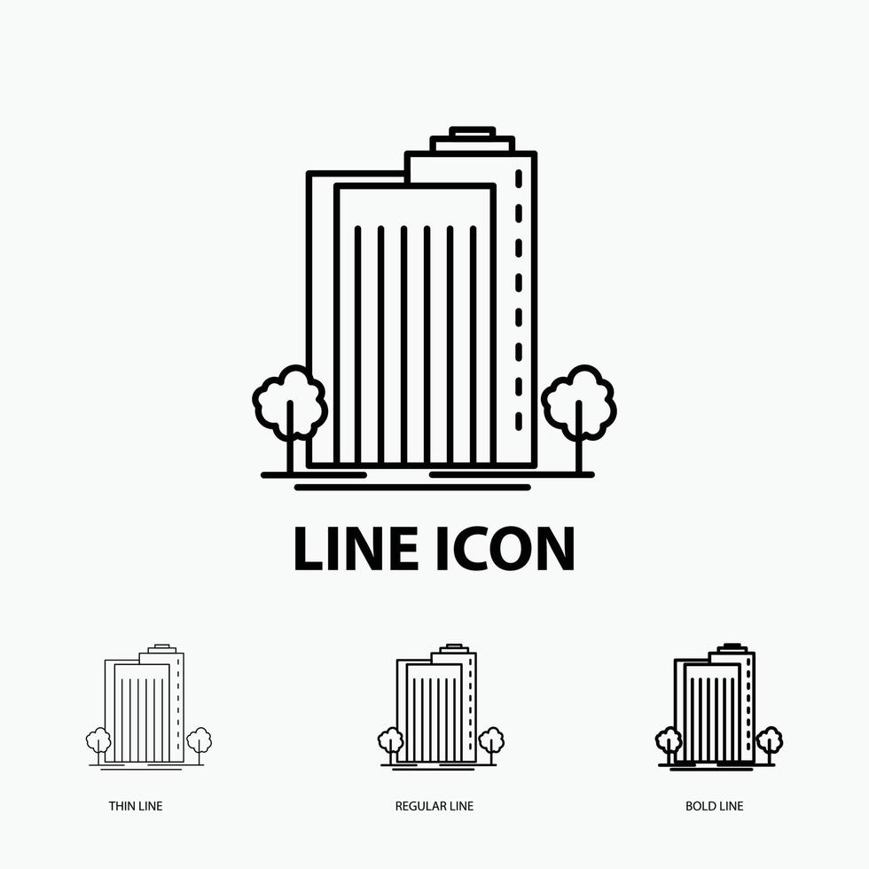 Building. Green. Plant. City. Smart Icon in Thin. Regular and Bold Line Style. Vector illustration