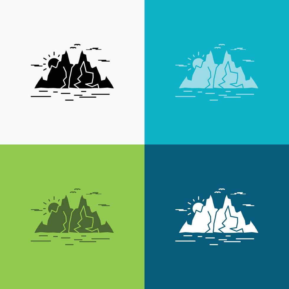 Nature. hill. landscape. mountain. water Icon Over Various Background. glyph style design. designed for web and app. Eps 10 vector illustration