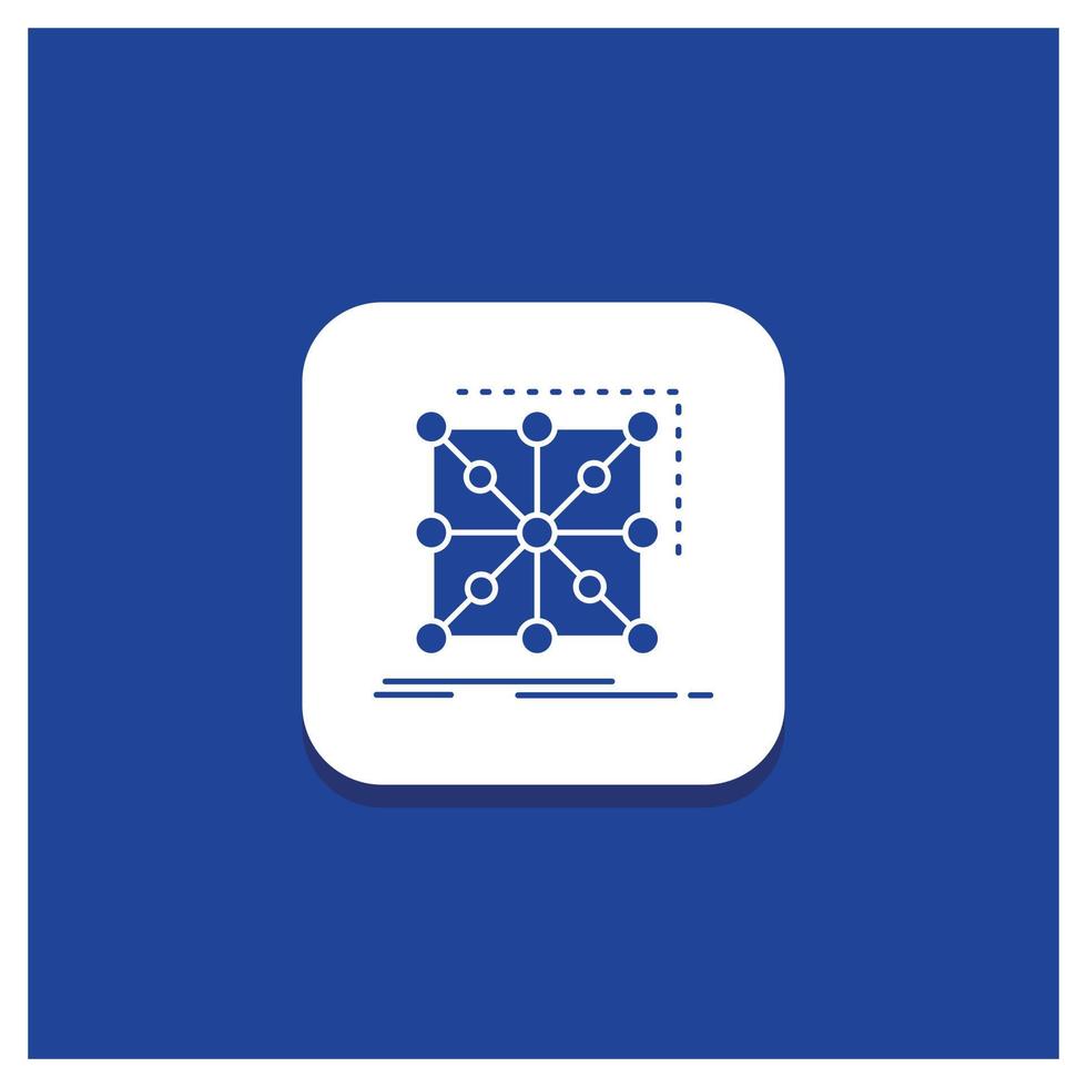 Blue Round Button for Data. framework. App. cluster. complex Glyph icon vector