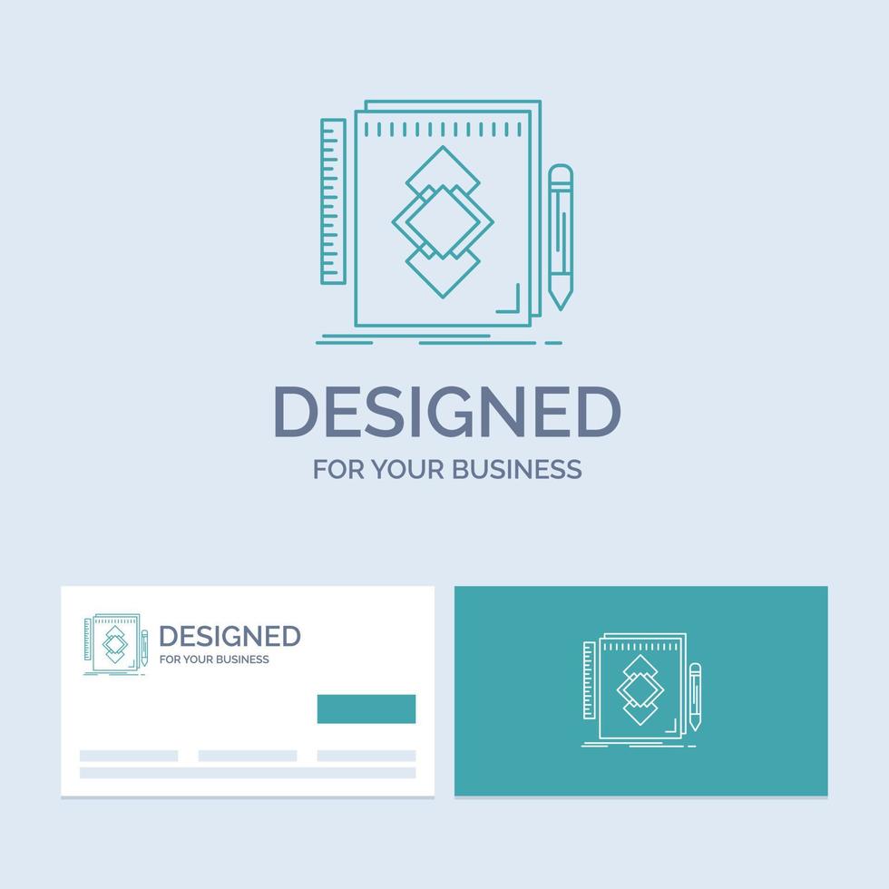 design. Tool. identity. draw. development Business Logo Line Icon Symbol for your business. Turquoise Business Cards with Brand logo template vector