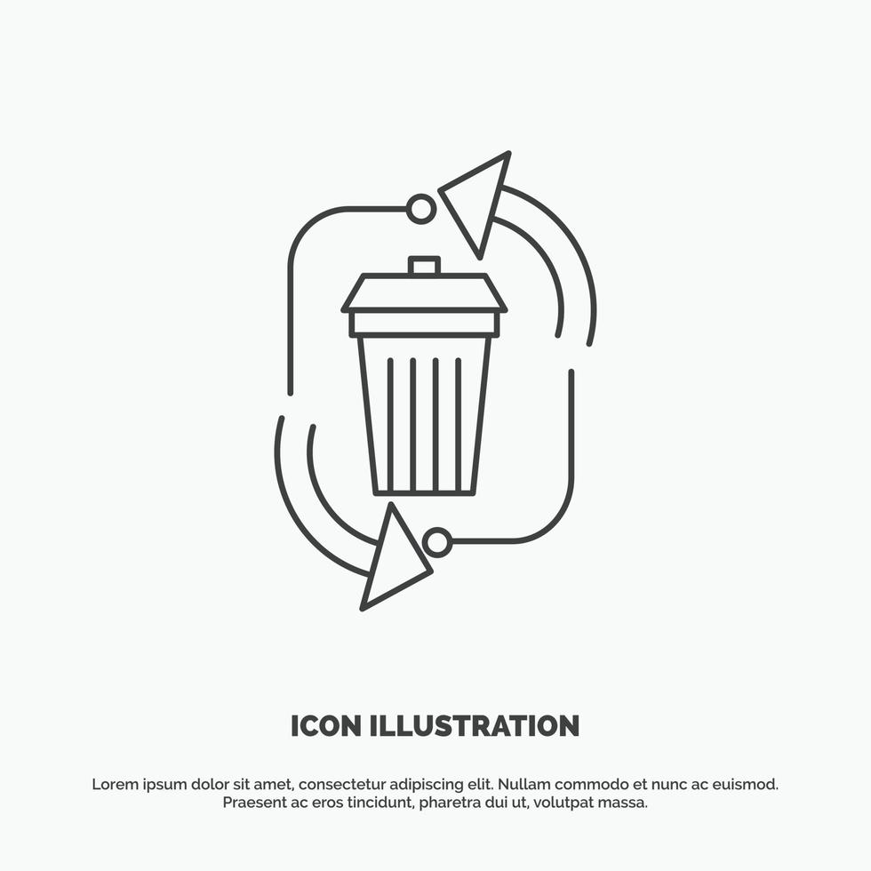 waste. disposal. garbage. management. recycle Icon. Line vector gray symbol for UI and UX. website or mobile application