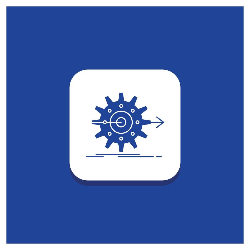 Blue Round Button for performance. progress. work. setting. gear Glyph icon vector