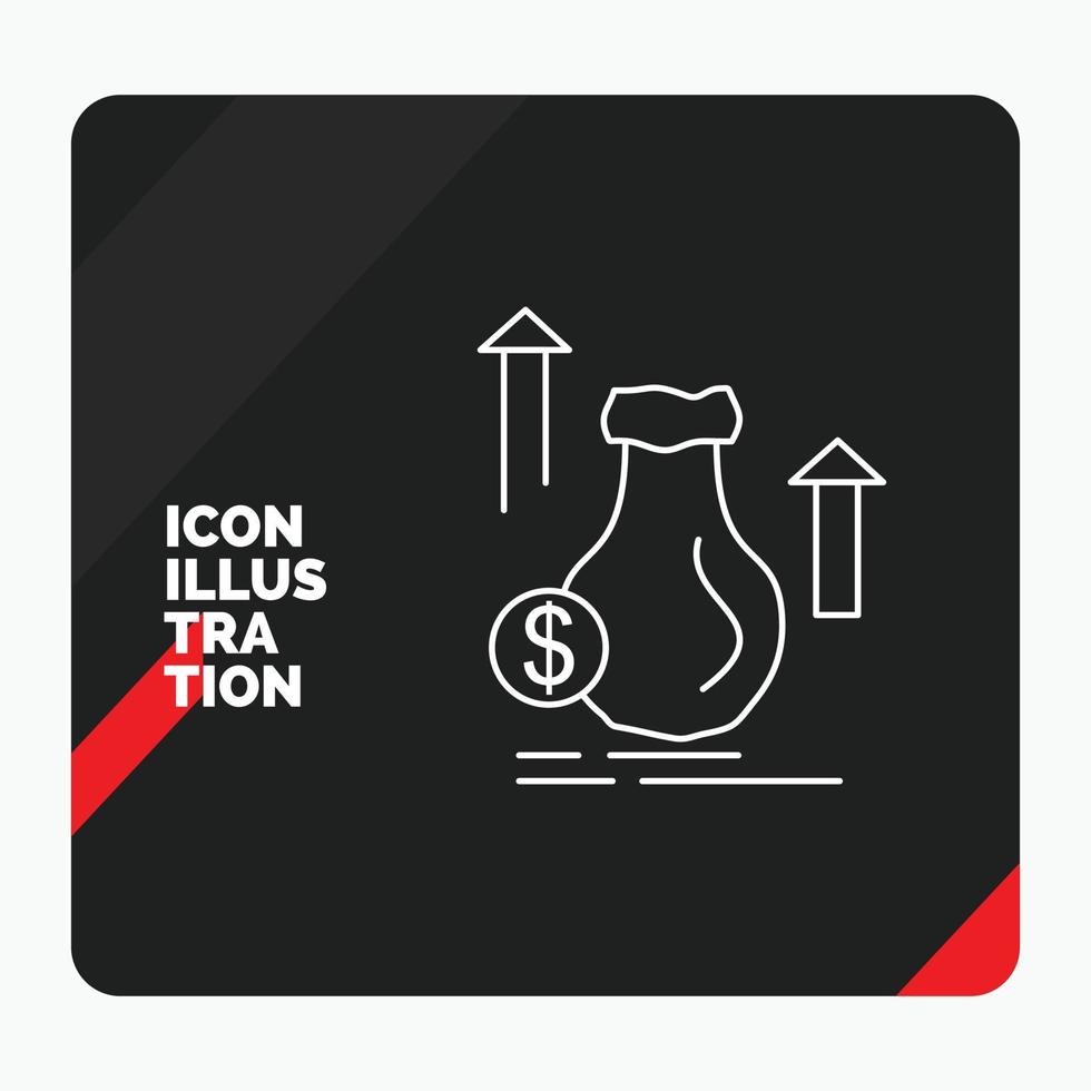 Red and Black Creative presentation Background for money. bag. dollar. growth. stock Line Icon vector